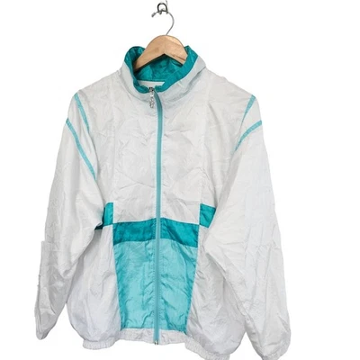 Cortavientos vintage Lavon para mujer pequeña años 90 blanca cremallera completa ropa de calle ligera Foto 1 de 4