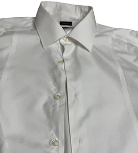 Joseph Abboud abito camicia 16 36/37 alto bianco slim fit manica lunga polsino francese - Foto 1 di 8