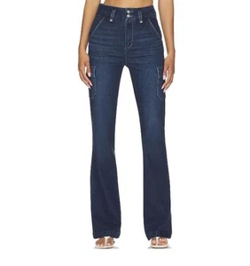 Paige Jeans 34 Dion Cargo Gracie Lou High Rise Flare Stretch Denim Womens - Picture 1 of 6