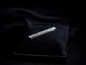 Massiver Sterlingsilber Krawattenstift gehämmerter Krawattenstift handgefertigt 4x50 mm - Bild 1 von 5