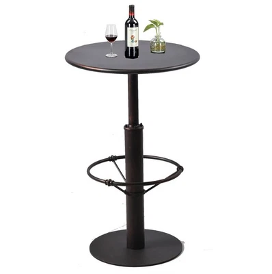 Industrial Pub Table 23.6" Iron Round Desktop 37.4" Height Cast Iron Bar Tabl... - Image 1 of 4