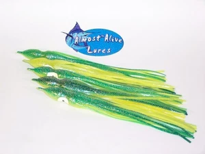 Almost Alive Lures Squid Skirts Yellow/Green Octopus Skirts 11" 5 Pack - Picture 1 of 1