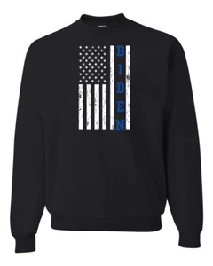 Biden Distressed USA Flag Political Unisex Crewneck Sweatshirt - Picture 1 of 11