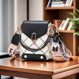 Fashion Mini Plaid Crossbody Bag - Chic Patchwork Adjustable Wide Shoulder Strap - Picture 1 of 15