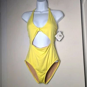 VYB Swimsuit Yellow One Piece Cutout Strappy Back Sz S New - Picture 1 of 5