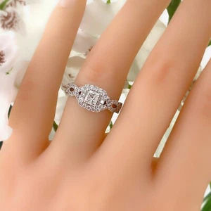 Neil Lane Princess Diamond Engagement Ring Twisted Band 1.00 tcw 14k WG SZ 7.25 - Picture 1 of 12