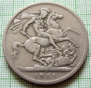 GREAT BRITAIN GEORGE VI 1951 CROWN FESTIVAL OF BRITAIN St. George on Horseback - Picture 1 of 6