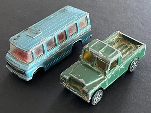 Vintage Corgi Juniors Diecast Car Lot of 2 - Land Rover & Mercedes-Benz Bus - Picture 1 of 11