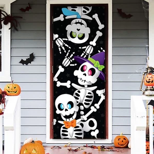 Halloween Tür Abdeckung Skelett Familie 30x72" Fenster Wand Deko Dia De Los Muertos - Bild 1 von 12