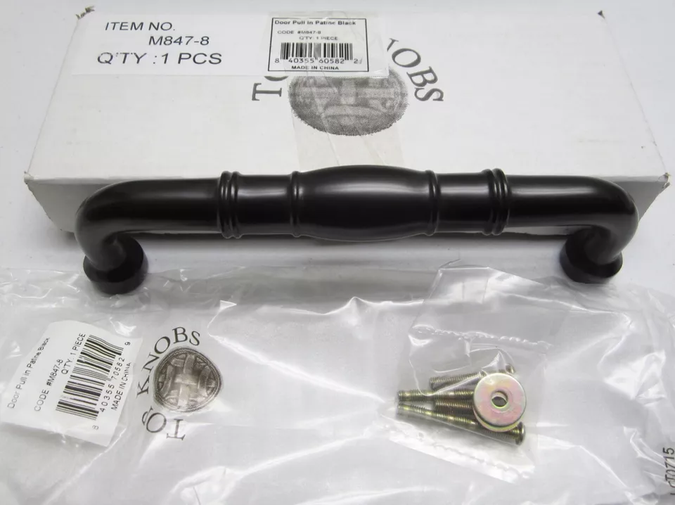 NEW Top Knobs NORMANDY 8" c-c HANDLE APPLIANCE DOOR PULL, Patine Black Finish - Image 1 of 1