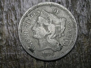 1870 Three Cent Nickel Piece 3C Ungraded Circulated US Type Coin - SEE PICS!! L1 - Picture 1 of 13