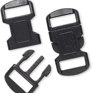 2 Black Plastic Buckle Parachute Para Cord Survival Bracelet Clasps w/4mm Hole - Picture 1 of 1