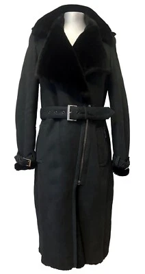 BARBARA BUI BLACK LONG GENUINE SHEARLING COAT, 40 S, $7000 - Image 1 of 4