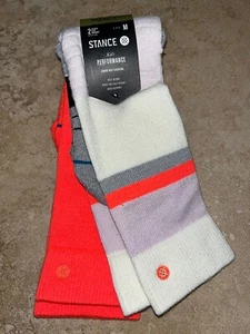 NWT Stance Kids Work It Snow 2 Pack Youth Medium 11-2 Orange White Socks - Picture 1 of 3