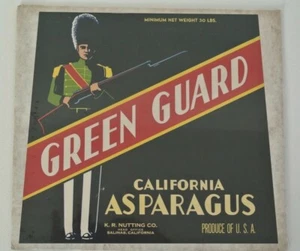 Green Guard Vintage Spargelkiste Etikett *ORIGINAL* Ende 1940 KOSTENLOSER VERSAND - Bild 1 von 2