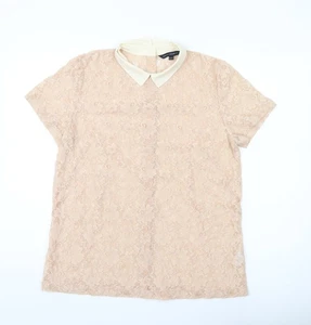 French Connection Damen Beige Spitze Kragen Bluse Größe 14 - Bild 1 von 12