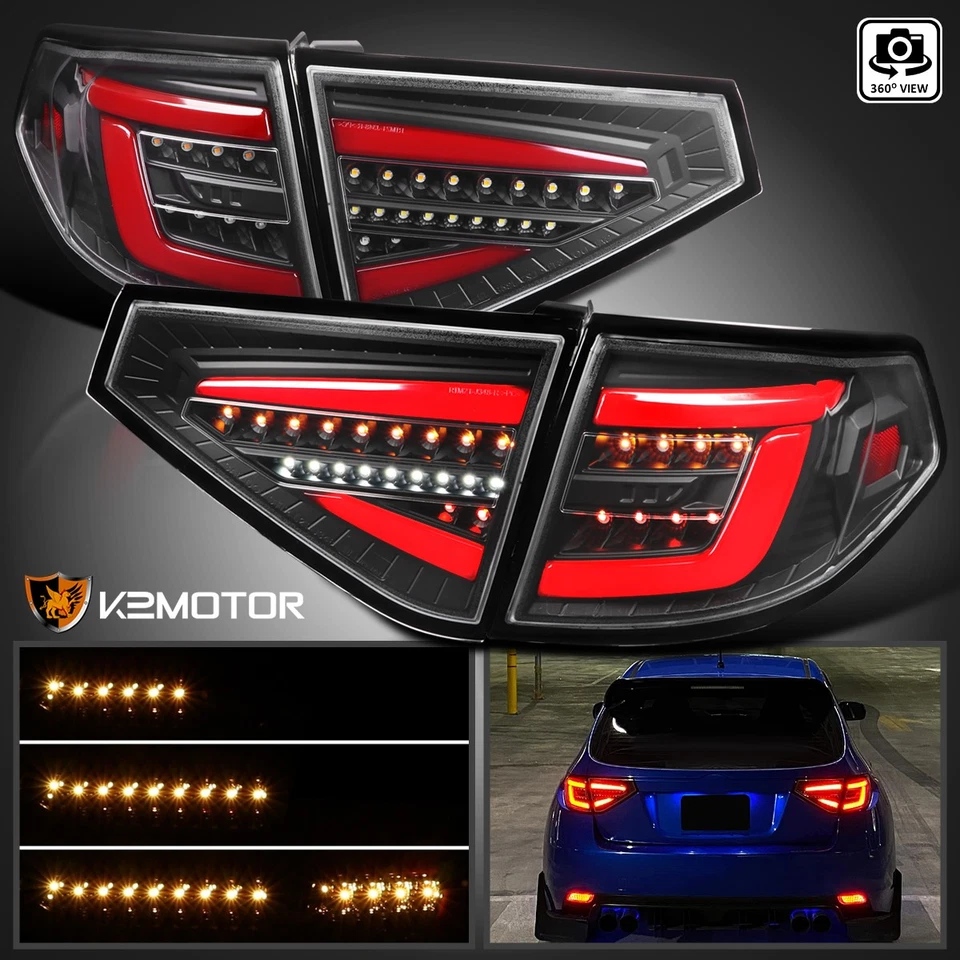 For Black 2008-2014 Subaru Impreza Hatchback LED Tail Lights w/ Red Sequential Foto 1 de 4