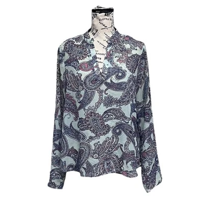 Blusa De Colección Y2k Casi Famosa Cachemira Transparente Boho Hippie Campesina Preppy L Costera Foto 1 de 4