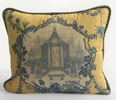 "Almohada francesa para cabaña de campo granja azul amarillo blanco jardín chinoerie 19""" Foto 1 de 4