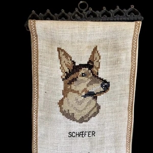Vintage Needlepoint Bell Pull Dogs Boxer  Terrier Spaniel Collie Pekingese  - Picture 1 of 15