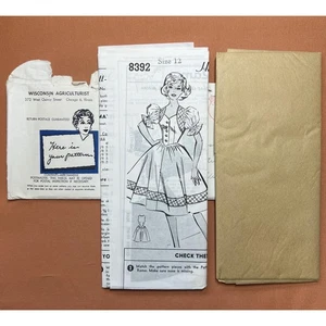 Patt O Rama Mail Order Sewing Pattern 8392 Misses' Dress Size 12 Unprinted FF - Picture 1 of 5