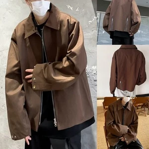 Men's Stylish Lapel Jacket Casual Coat in Solid Colors for Autumn Spring - Picture 1 of 60