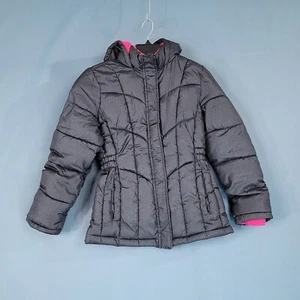 Xersion Girls Quilted Puffer Hooded Jacket Line Full Zip & Snap Gray Size L(14) - Picture 1 of 11