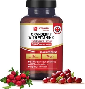 Cranberry 30,000mg 120 - 180 Tablets Cystitis Urinary Tract UTI Bladder Support - Picture 1 of 7