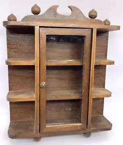 Vtg Miniature Curio Wall Hanging Display Cabinet Wood 8.5x7x2in - Picture 1 of 5
