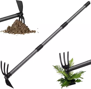 Garden Hoe Tool, 2-In-1 Heavy Duty Dual-Head Weeding Tool, 45" Adjustable Long H - Picture 1 of 12