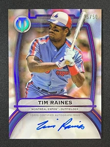TIM RAINES /50 VIOLA SU CARTA AUTOGRAFO 2025 TOPPS TRIBUTE BASEBALL #TA-TR - Foto 1 di 2