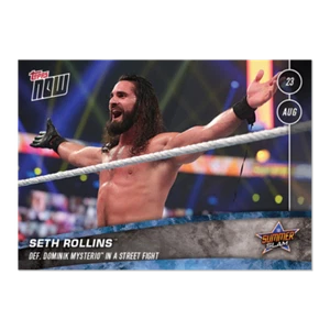 SETH ROLLINS DEFEATS DOMINIK MYSTERIO 2020 TOPPS NOW WWE #45 SUMMERSLAM SSP - Picture 1 of 1