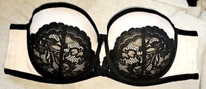 Ladies Torrid Cream And Lace Curves Push Up Strapless Bra Feminine Curvy 44D - Picture 1 of 4