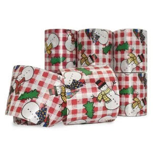 7 Spls Christmas Snowman Red White Gingham Country Flora Satin Acetate Ribbon 2 - Picture 1 of 1