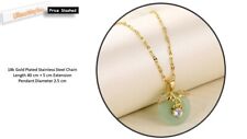 Natural Jade Stone Pendants 18K Gold Plated Stainless Steel Necklaces Various