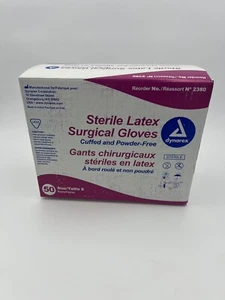 Dynarex 2380 Sterile Latex Surgical Glove Powder Free Sz 8 (2 Box of 50) Ex 1/27 - Picture 1 of 3