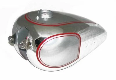 Tanque de combustible gasolina BSA ZB32 Goldstar plateado pintado rojo rayas Foto 1 de 4