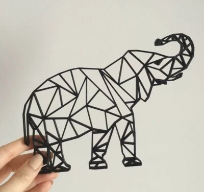 Geometric Elephant Wall Art Hanging Decoration Origami Style Pick Your Colour - Image 1 of 4