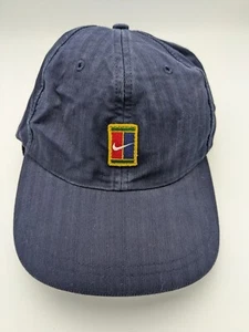 Nike Court Mütze Kappe Riemen hinten marine gefüttert Frotteeband Tennis Canvas Einheitsgröße - Bild 1 von 8
