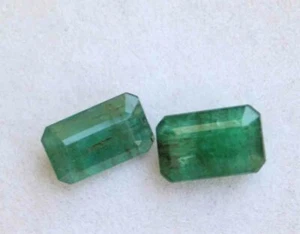 Loose Gemstones Lot 5.80 Ct ZAMBIAN Green Emerald Faceted Cut Gemstone - Picture 1 of 2