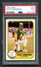 1981 Fleer Baseball RICKEY HENDERSON #574 PSA 9 MINT Oakland A's HOF