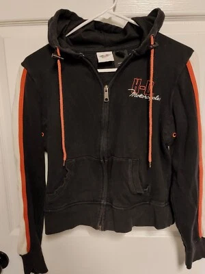 Chaqueta/abrigo Harley-Davidson Soft Shell mediano negro/blanco/naranja con capucha para mujer  Foto 1 de 4
