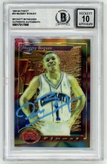 Muggsy Bogues 1993-94 Topps Finest #53 firmado Beckett BAS BGS 10 automático Foto 1 de 1