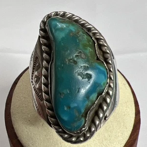 Early Old Pawn Sterlingsilber Indianer Türkis Herrenring Gr. 11 Vintage " - Bild 1 von 20