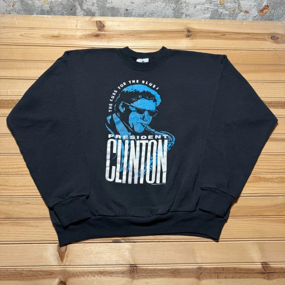 Sudadera De Colección 1992 Lee President Bill Clinton Gráfica Cuello Redondo Hecha en EE. UU. XL Foto 1 de 4