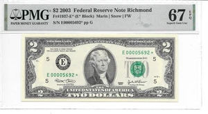 2003* Richmond* $2 FRN E* Block PMG 67 EPQ Superb Gem Unc. (only 16,000 printed) - Picture 1 of 2
