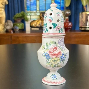 Rare Vintage Lampe Berger Fayence Parfum Lampe Paris Floral Pierced Diffuser - Bild 1 von 13