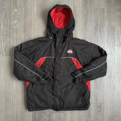 Jaqueta masculina Ohio State Buckeyes com capuz média preta vermelha NCAA iniciante de futebol - Imagem 1 de 4