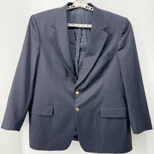 Stafford VTG Executive Hartmarx Mens Blazer Pure Wool 46R Navy Gold Buttons USA - Picture 1 of 15
