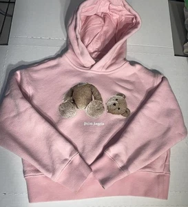 Palm Angels Girls Pink Cotton Bear Applique Hoodie Sweater - Picture 1 of 16